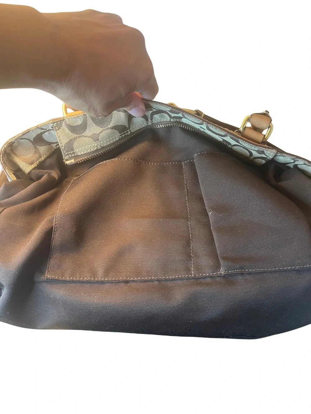 Coach Hampton Vintage Signature Canvas & Leather Shoulder Bag